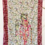 © Klodin Erb, Drunken Angel (Air), 2023. Sewed fabrics, embroidered with wool, little bells, 220 x 117 cm.