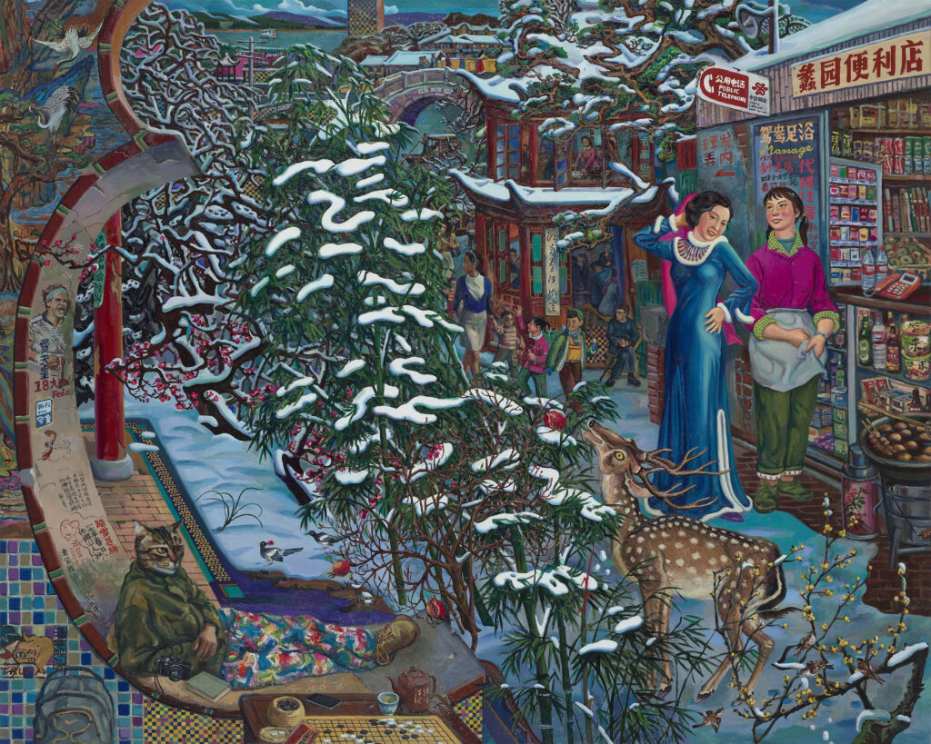 Qiu Jie (Shanghai, 1961) La Grande Neige, 2017-2020 Huile sur toile, 160 x 200 cm Fonds d’art contemporain de la Ville de Genève (FMAC), achat, 2021, inv. 2021-28 © FMAC, photo : Sandra Pointet