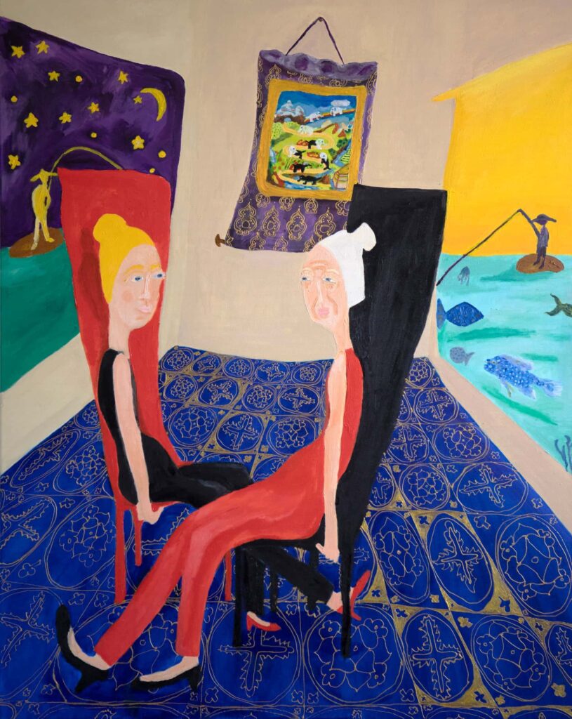 Sapir Kesem Leary, The Golden Path, 2022, Mischtechnik auf Leinwand, 100 x 80 cm, Besitz der Künstlerin © Sapir Kessem Leary