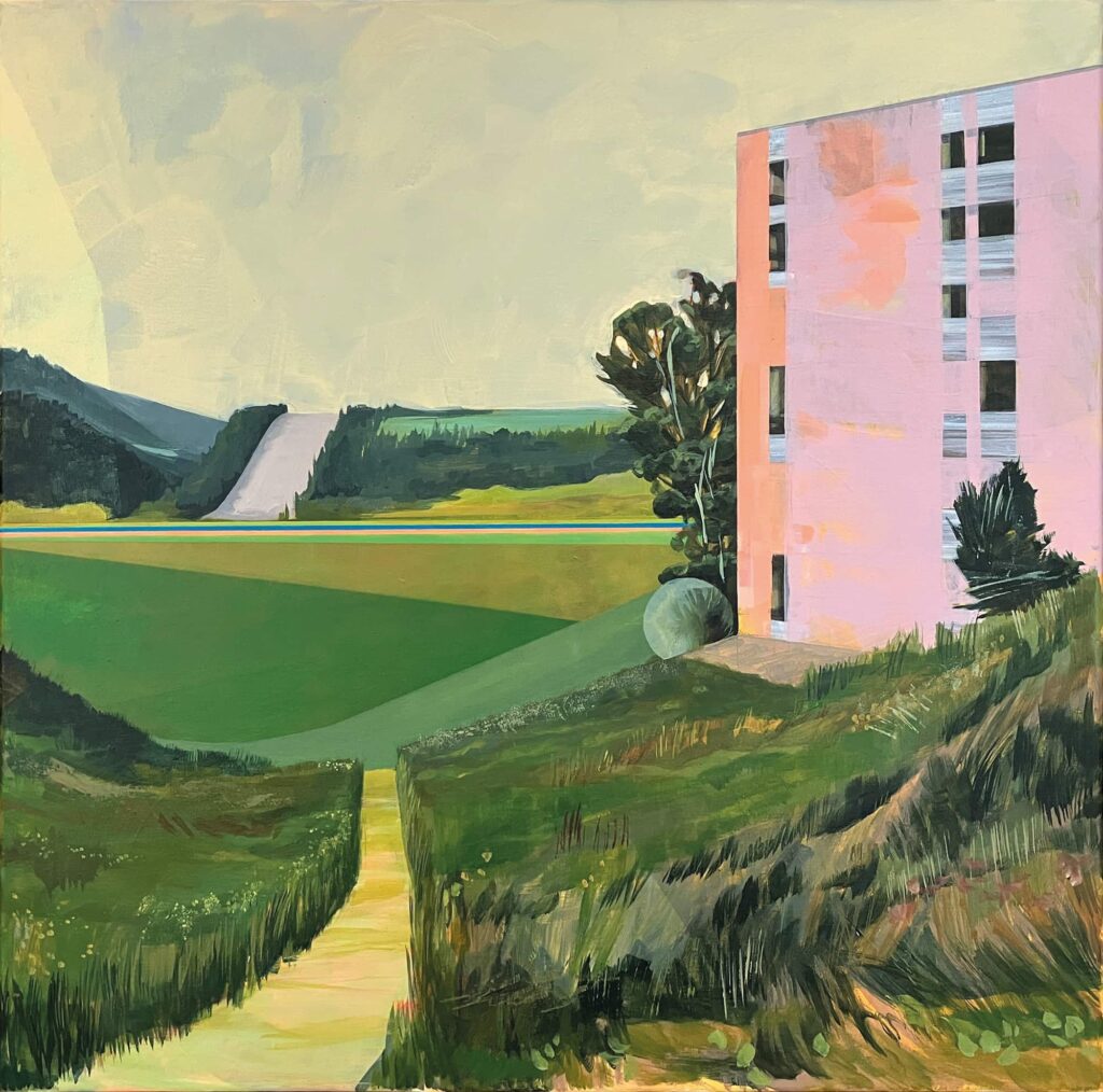 Angela Wahlen, Schneise, 2025, Acryl auf Leinwand, 70 x 70 cm, Besitz der Künstlerin © Angela Wahlen