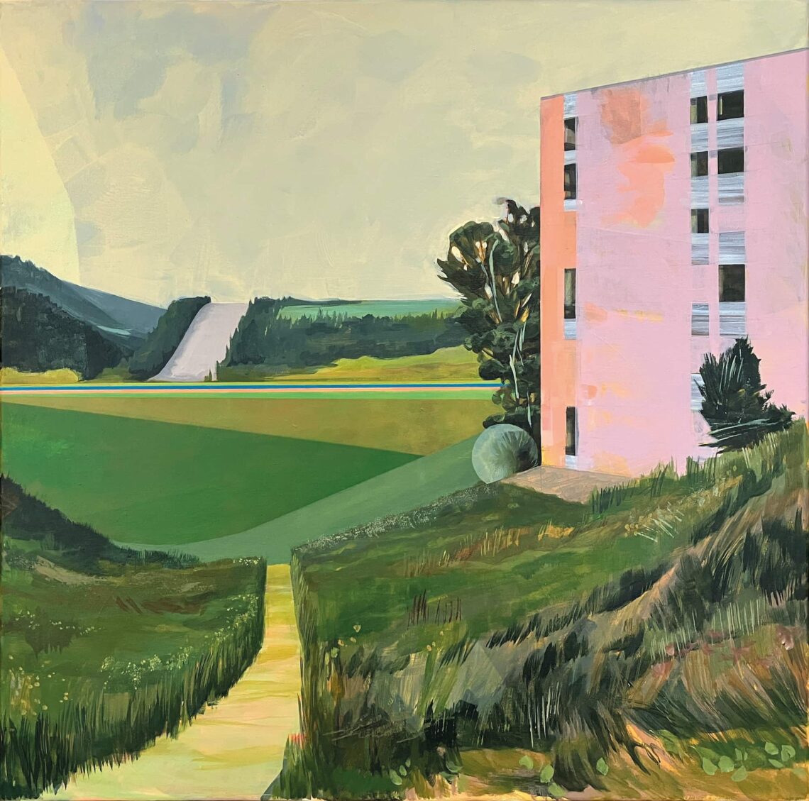 Angela Wahlen, Schneise, 2025, Acryl auf Leinwand, 70 x 70 cm, Besitz der Künstlerin © Angela Wahlen