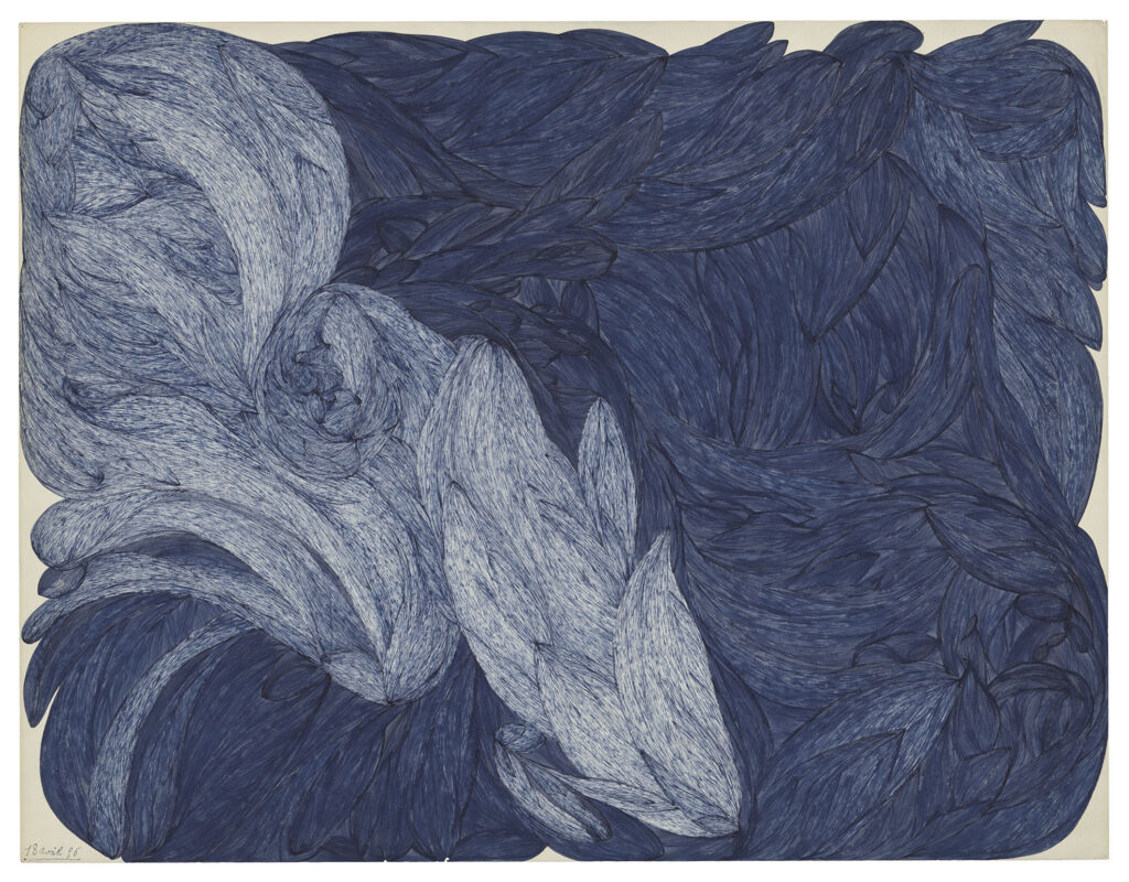 Laure Pigeon, Untitled, 18 April 1956, blue ink on paper, 50 x 65 cm