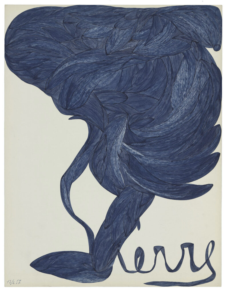 Laure Pigeon, Untitled (Pierre), 13 February 1957, blue ink on paper, 65 x 50 cm