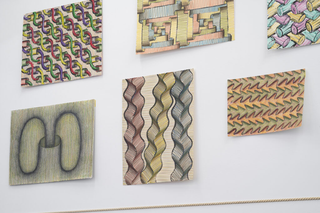 Sam Porritt, «One Thing After Another (Drawings 2005–2025)», Ausstellungsansicht, 2025. Photo: Kunst Halle Sankt Gallen, E. Sommer.