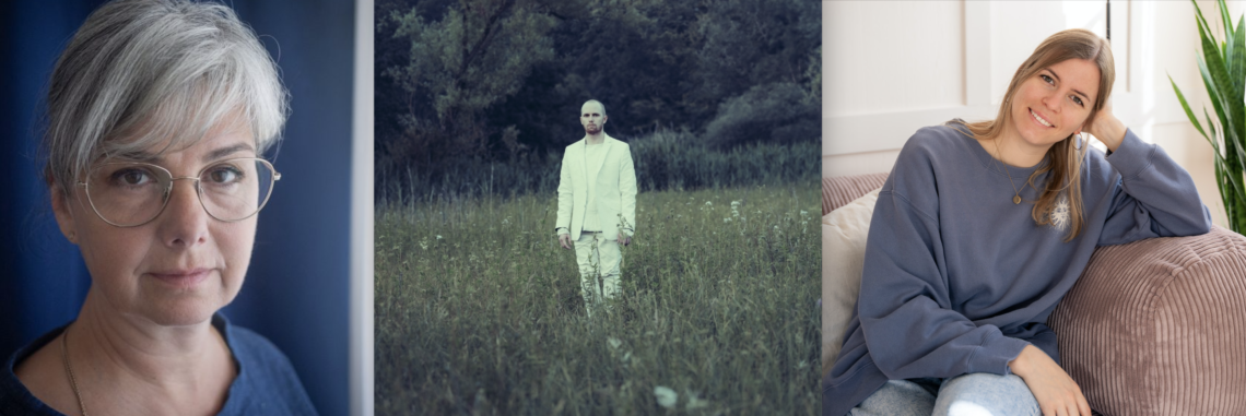 Bilder (v.l.) Luzia Schmid (Foto: © https://blog.zhdk.ch/zdok/2023/luzia-schmid/), Jul Dillier (Foto: © https://www.juldillier.ch/index.php/jul/bio/) und Sarah von Rickenbach (Foto: © https://www.sarahvonrickenbach.ch/ueber-mich/)