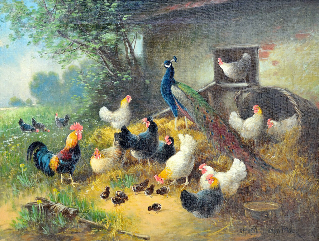 «Hühnerhof» von Julius Scheuerer (1859-1913)
