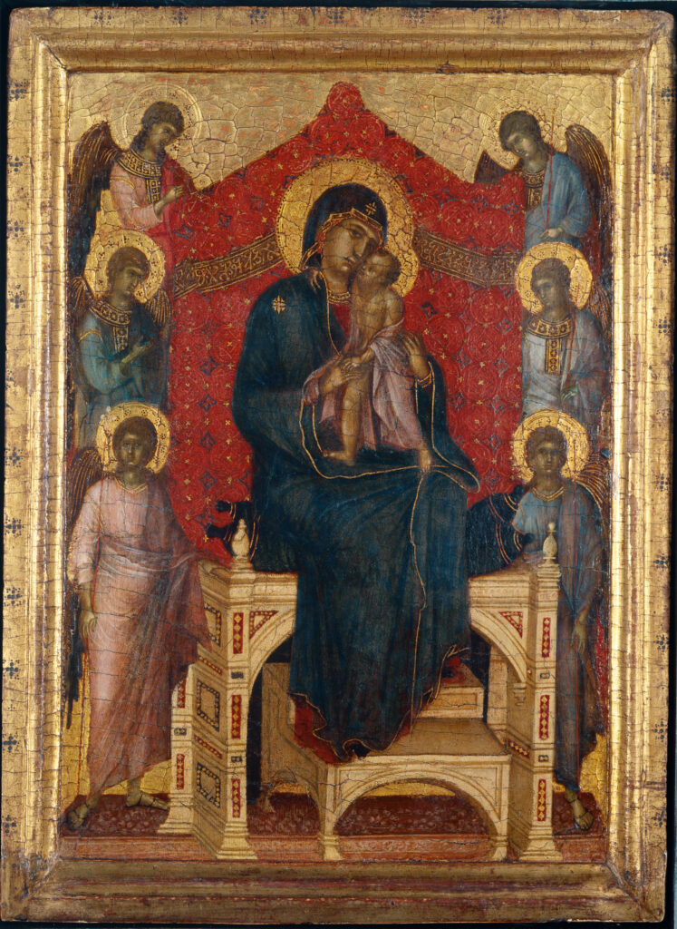 Duccio di Buoninsegna Maestà, um 1290–1295 Tempera auf Pappelholz, mit Leinwand überzogen, Originalrahmen 31,5 × 23,2 × 2,5 cm Kunstmuseum Bern, Legat Adolf von Stürler, Versailles Foto: Kunstmuseum Bern