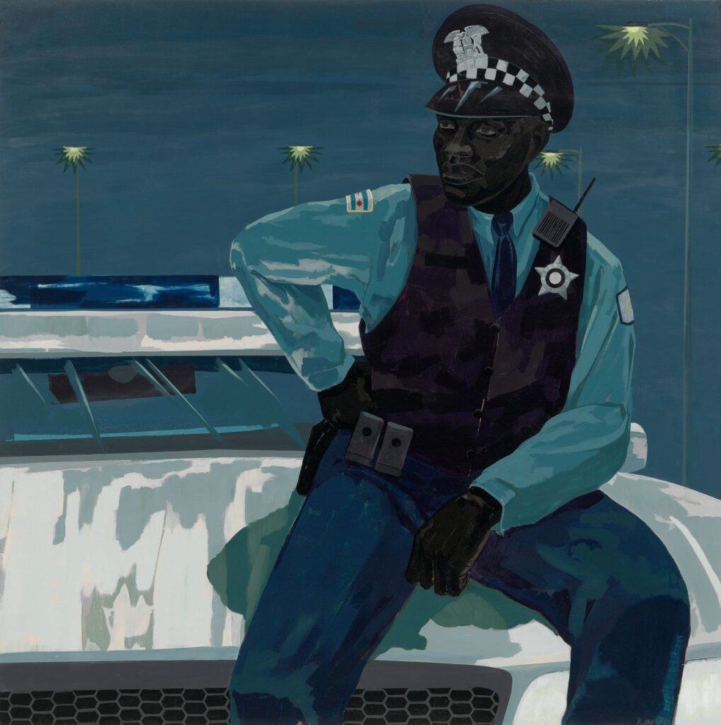 Kerry James Marshall, Untitled (policeman), 2015Acryl auf PVC-Platte mit Plexiglasrahmen, 152,4 × 152,4 cmThe Museum of Modern Art, New York. Gift of Mimi Haas in honour of Marie-Josée Kravis, 2016© Kerry James Marshall. Foto: © 2026. Digital image, The Museum of Modern Art, New York /Scala, Florence