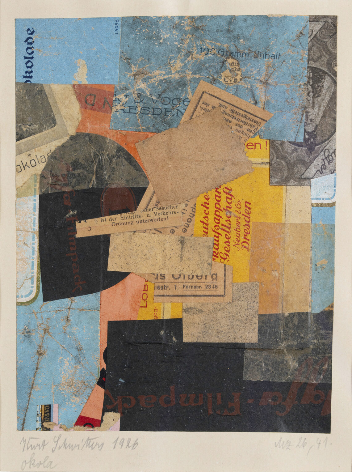 Kurt Schwitters Mz 26, 41. Okola, 1926 Collage, Papier auf Papier 17,6 × 13,7 cm Privatsammlung, mit freundlicher Genehmigung der Galerie 1900- 2000, Paris