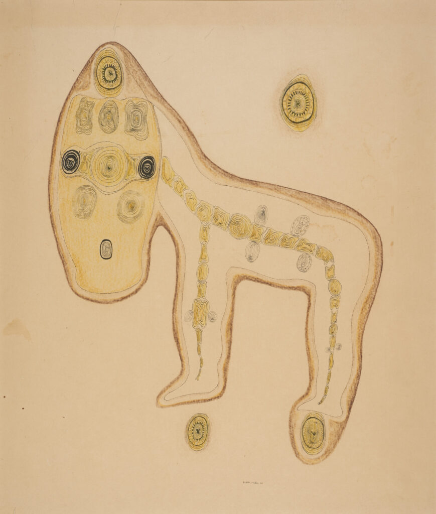 Hans Fischli Zellengebilde, 1931 Tusche und Farbstift auf Papier 43,5 × 37 cm Nachlass Hans Fischli © Nachlass Hans Fischli