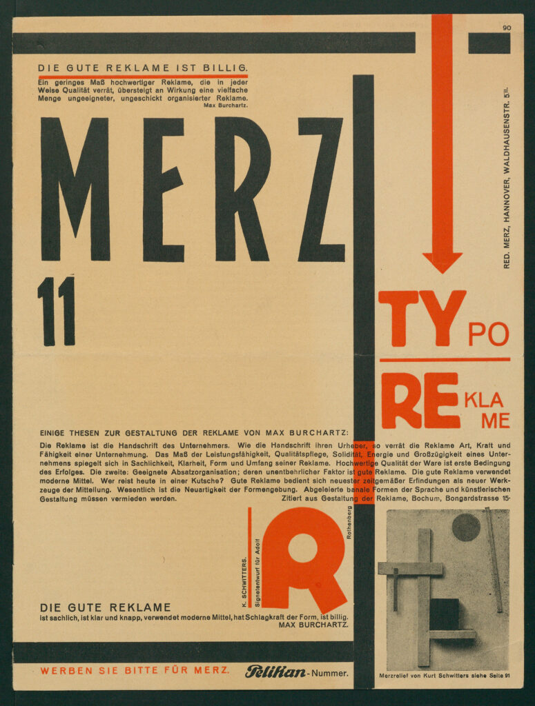 Kurt Schwitters Merz, Nr. 11, 1924 Zeitschrift 29,2 × 22 cm Bibliothek für Gestaltung Basel