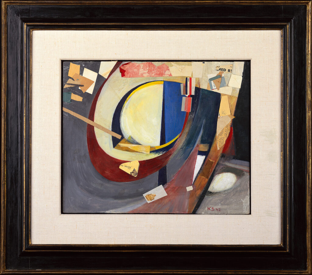 Kurt Schwitters Bild abstrakt Skøyen II, 1940/1942 Öl, Papier und Karton auf Holz 51,5 × 63,5 cm Ellen + Michael Ringier, Schweiz