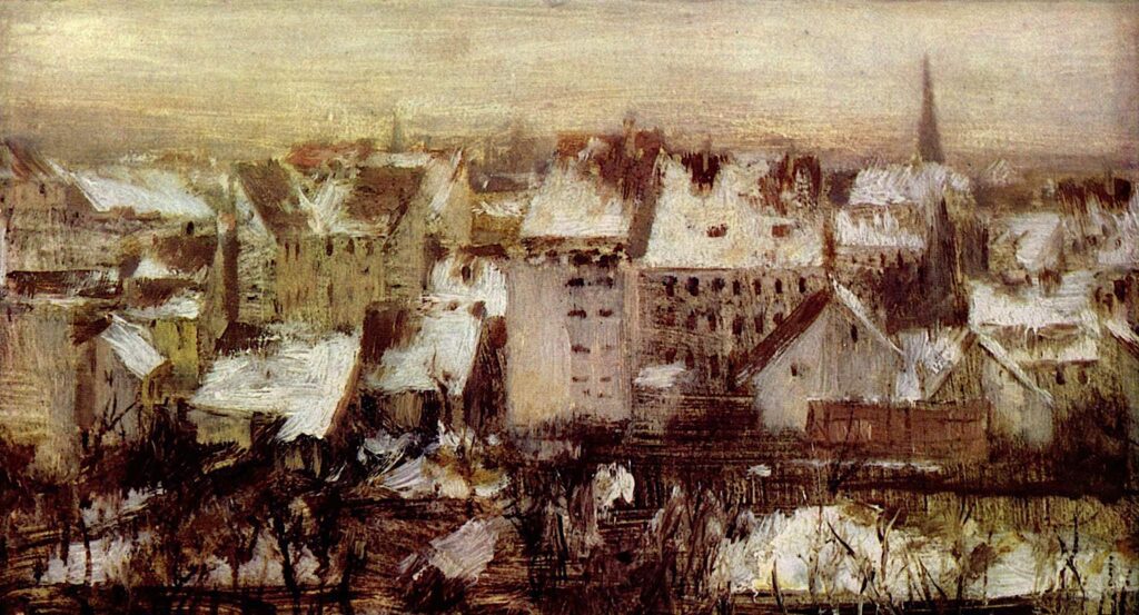 Berliner Hinterhäuser im Schnee (1847) Adolf Friedrich Erdmann von Menzel (Kunstmuseum Winterthur) - Public domain - Datei: https://commons.wikimedia.org/wiki/File:Berliner_Hinterh%C3%A4user_im_Schnee_(1847)_Adolf_Friedrich_Erdmann_von_Menzel_(Kunstmuseum_Winterthur).jpg