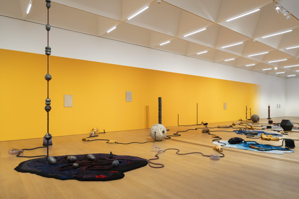 Otobong Nkanga, vue d’installation, exposition "Otobong Nkanga. I dreamt of you in colours", 2026. Photo: MCBA, Etienne Malapert