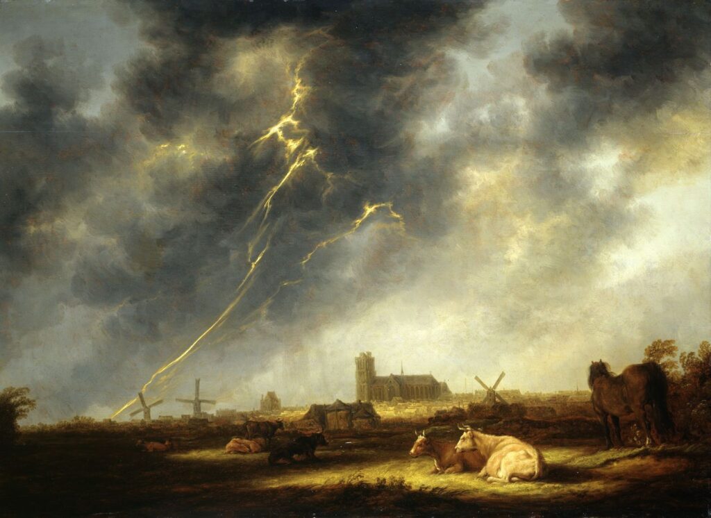 Aelbert Cuyp, Gewitter über Dordrecht, um 1645, Öl auf Holz, 77,5 x 107 cm, Sammlung Emil Bührle, Dauerleihgabe im Kunsthaus Zürich