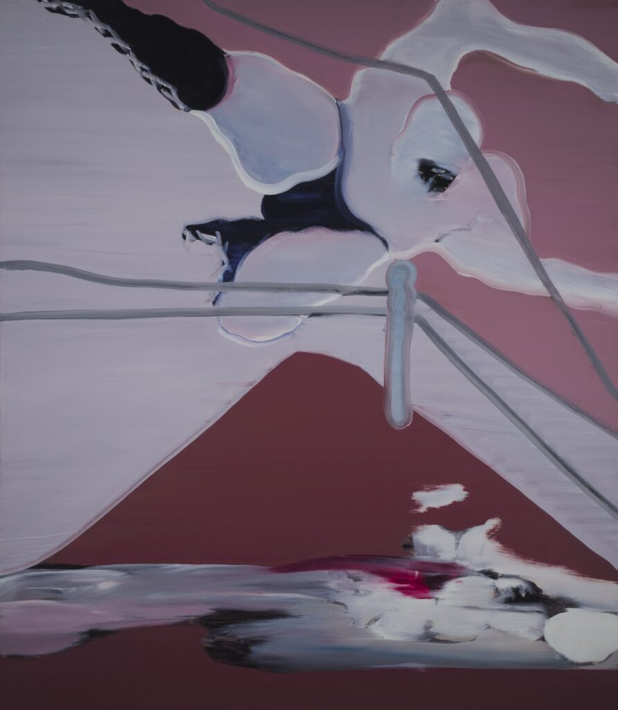 Mythologie du ring, 1977, acrylique sur toile, 110 × 100 cm. Collection privée, photo : Aldo Ellena © Succession Yvone Duruz