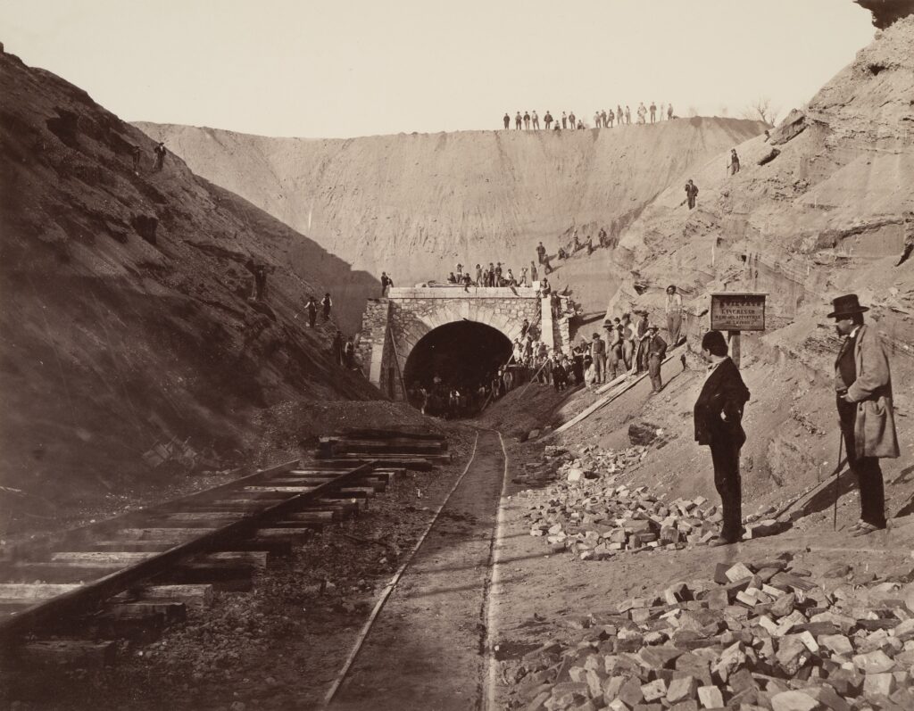 Antonio Nessi (1834-1907) Bau des Eisenbahntunnels von Coldrerio 1874 Albuminabzug, 206 x 264 mm Museo Vincenzo Vela, Ligornetto - Ve6206 © Museo Vincenzo Vela, foto Francesco Girardi