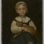 Albert Anker (1831-1910) Louise Anker mit Katze – Louise Anker et son chat um/vers 1871 Öl auf Blech Centre Albert Anker, Legat Hans Brefin Foto: Centre Albert Anker / Jonas Hänggi