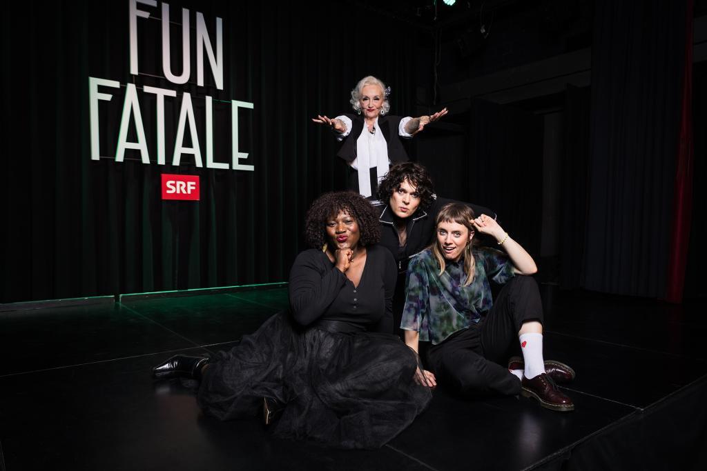 Fun Fatale Staffel 1 Folge 1 Gruppenbild: Thelma Buabeng, Andrea Fischer Schulthess, Patti Basler, Jane Mumford 2026  Copyright: SRF/Gian Vaitl