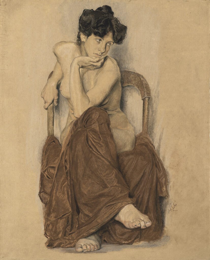 Greiner, Otto_Sitzende Frau, um 1900_Foto Walter Bayer, München