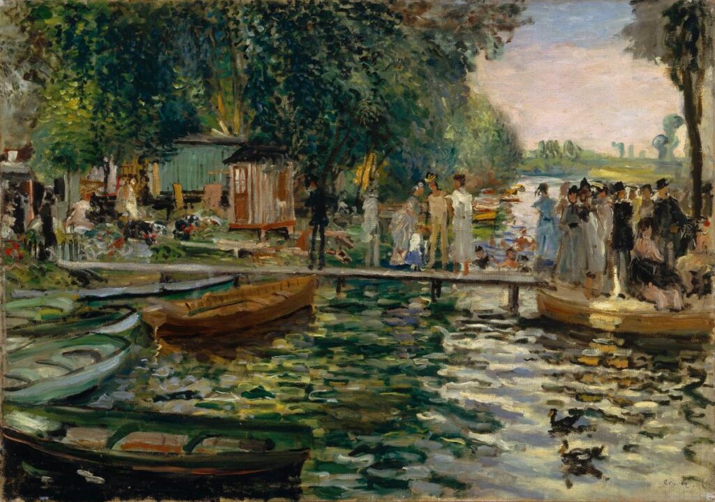 Pierre-Auguste Renoir (1841–1919), La Grenouillère, 1869, Öl auf Leinwand, 65 x 92 cm - Public domain - https://www.bundessammlungen.ch/de/collection/item/11214/