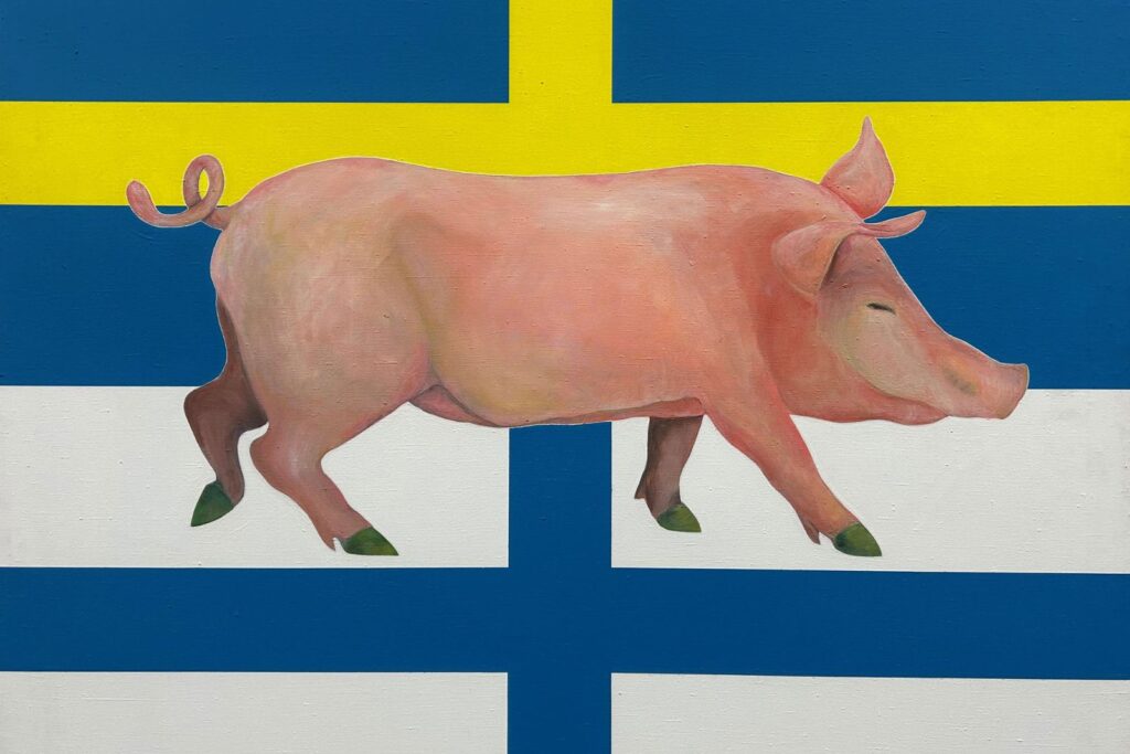Key Visual: Beat Scherer (*1955) und Roger Bischofberger (*1958), [Schwein] «Sarah», Acryl auf Leinwand, Kunstsammlung Kanton Luzern