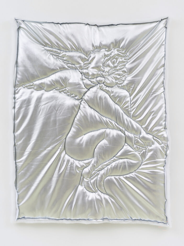 Shamiran Istifan, Maryam II, 2022/2023 Metallic-Jersey, Watte, Garn, Leinen, 109 x 88 cm Mit Genehmigung der Künstlerin © Shamiran Istifan