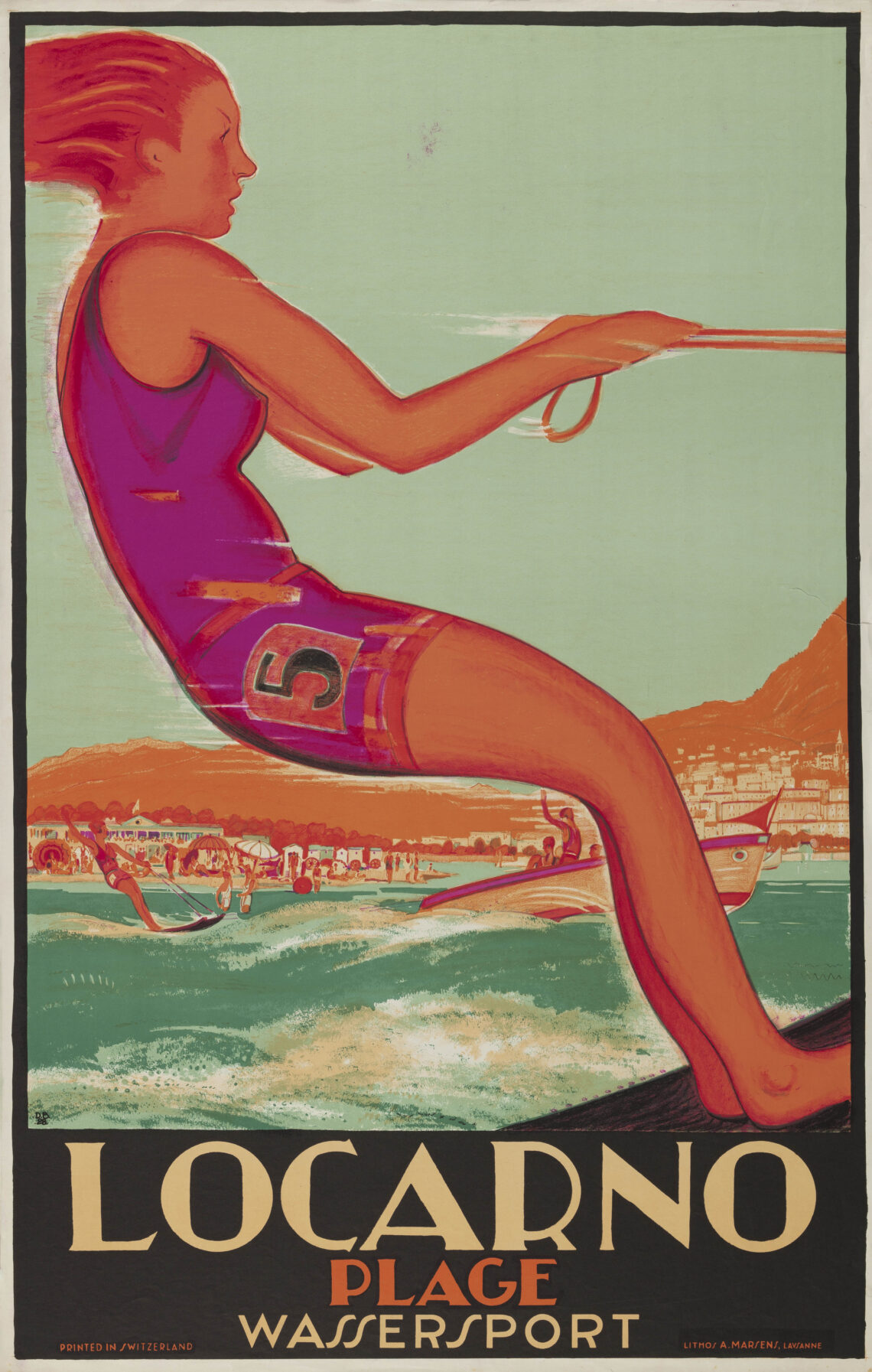 Daniele Buzzi Locarno Plage - Wassersport, 1928 litografia su carta, 102 x 64 cm Plakatsammlung Museum für Gestaltung Zürich © Museum für Gestaltung Zürich, Plakatsammlung, ZHdK