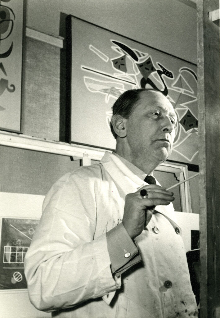 Otto Nebel im Atelier in Bern, 1952