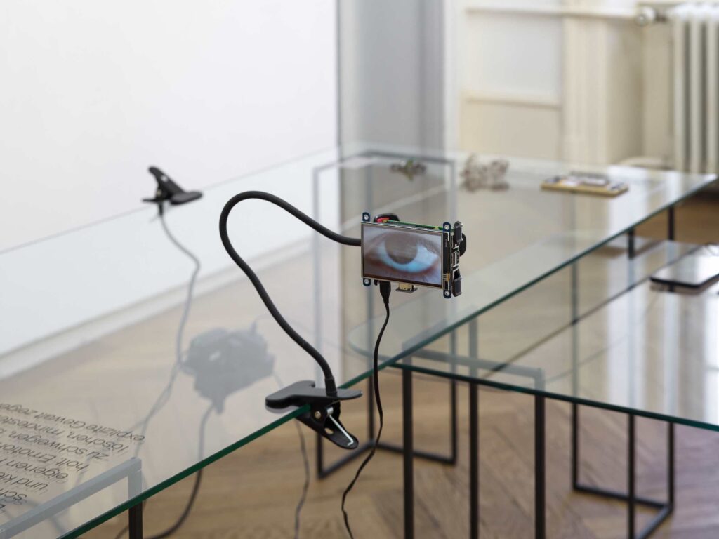 Installationsansicht: Installationsansicht Kunsthaus Langenthal Titel: muddy codes & soft infrastructures (Version Langenthal) Künstler:in & Beteiligte: Daniela Brugger Entstehungszeit: 2025 Copyright: © Daniela Brugger Creditline: Courtesy of the artist Fotocredit: Kunsthaus Langenthal, Cedric Mussano
