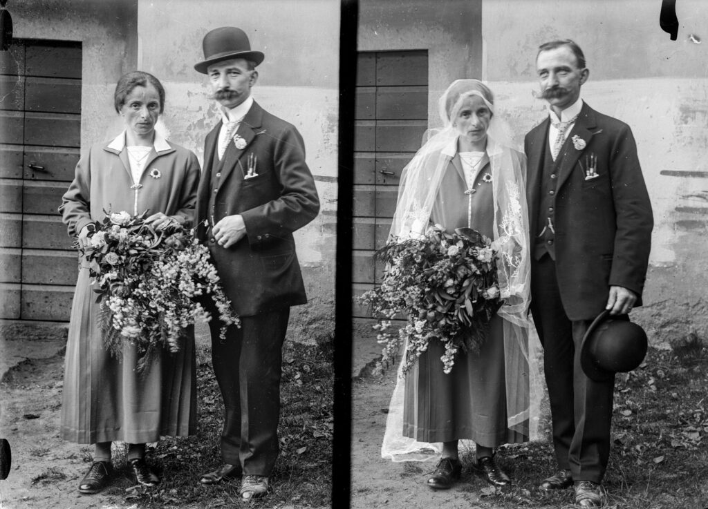 Doppio ritratto degli sposi Jacmolli nel giorno del loro matrimonio - Foto: © Roberto Donetta