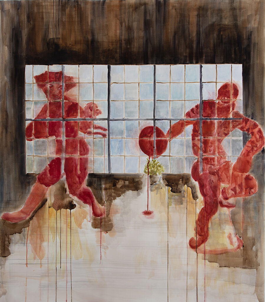 Uwe Wittwer (*1954 Zurich), Bühne, 2022, aquarelle sur papier, 126,8 x 112 cm, collection de l’artiste © Uwe Wittwer, Galleria Monica De Cardenas, Milan, photographie : Conradin Frei