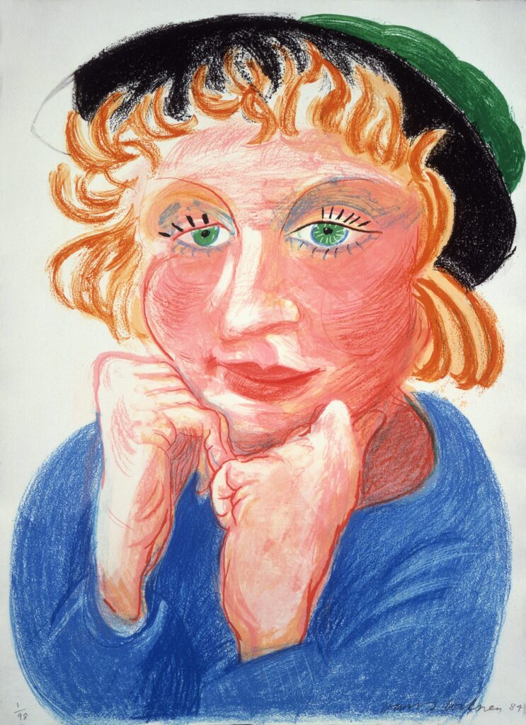David Hockney, Celia with Green Hat, 1984, Lithografie auf Papier, 76 x 56.5 cm, Tate: Schenkung des Künstlers 1993, © David Hockney / Tyler Graphics Ltd., Foto: Richard Schmidt 