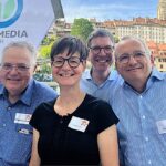 An der Generalversammlung wählten die Mitglieder von Wikimedia CH vier neue Vorstandsmitglieder (auf dem Foto von links nach rechts) Dominik Landwehr, Heidi Eisenhut, Mounir Krichane und Daniel Senn
