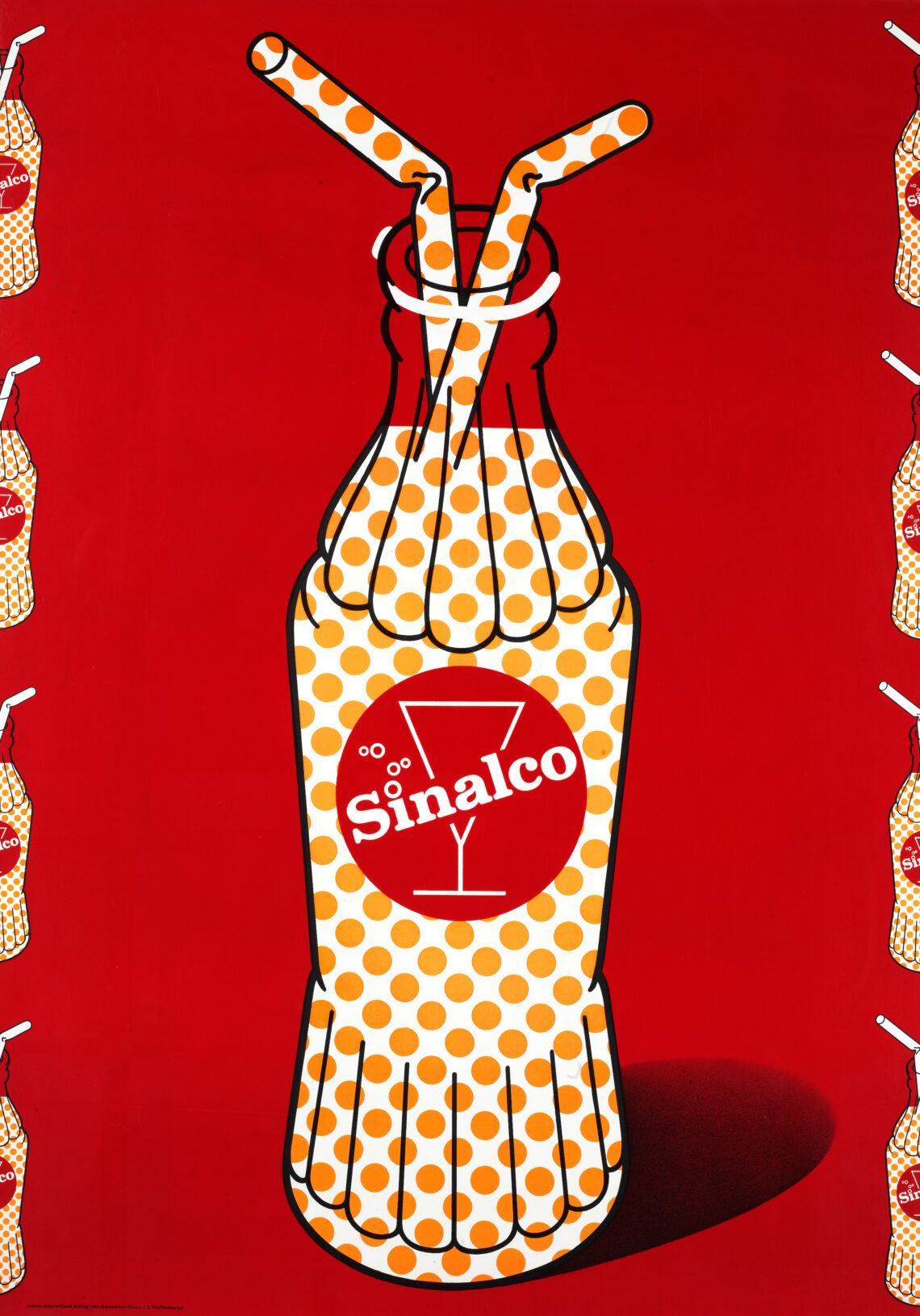 Dieses Plakat von Ruedi Külling richtet sich an ein junges Publikum und bewirbt Sinalco als ein Symbol für Coolness und Geselligkeit. Diskussionen über den Zuckergehalt gewinnen erst ab den 2010er-Jahren an Bedeutung. Ruedi Külling, Plakat, 1972, Lithographie. Schweizerisches Nationalmuseum