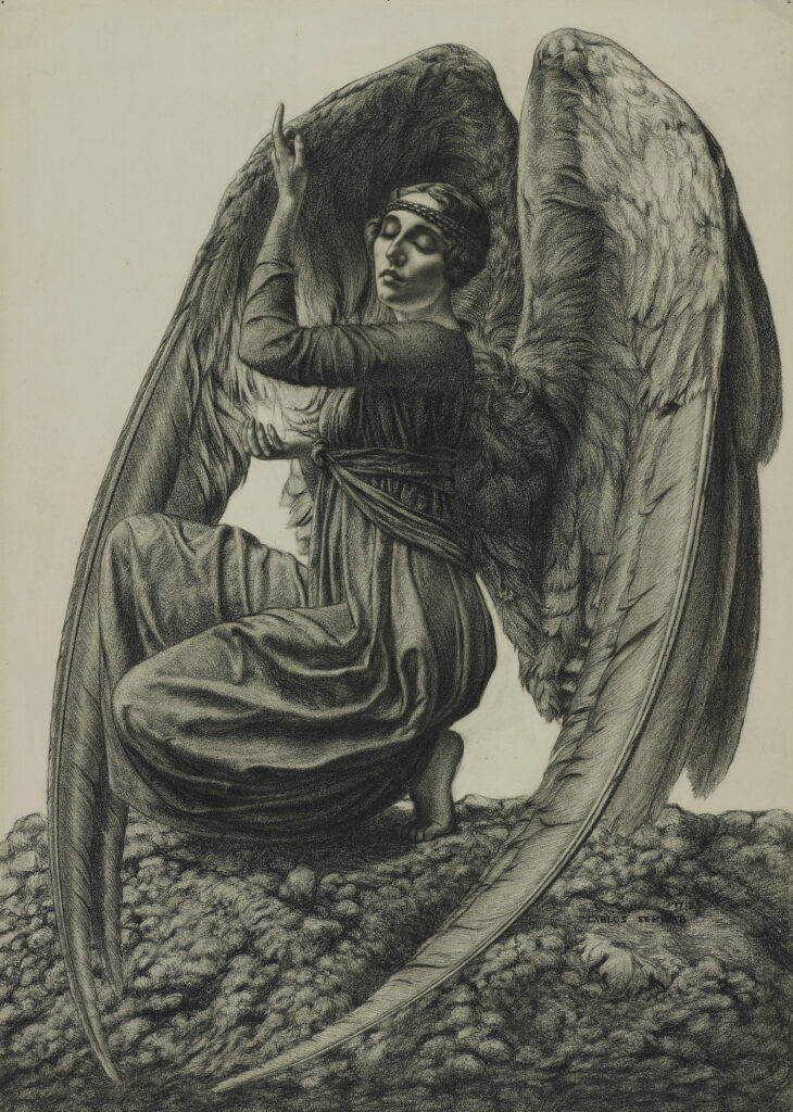 Carlos Schwabe (1866 — 1926) L'Ange de la Mort , 1919 Fusain et craie noire sur papier, 755 x 540 mm Achat, 1919 Inv. 1920-0013 © MAH, photo F. Bevilacqua