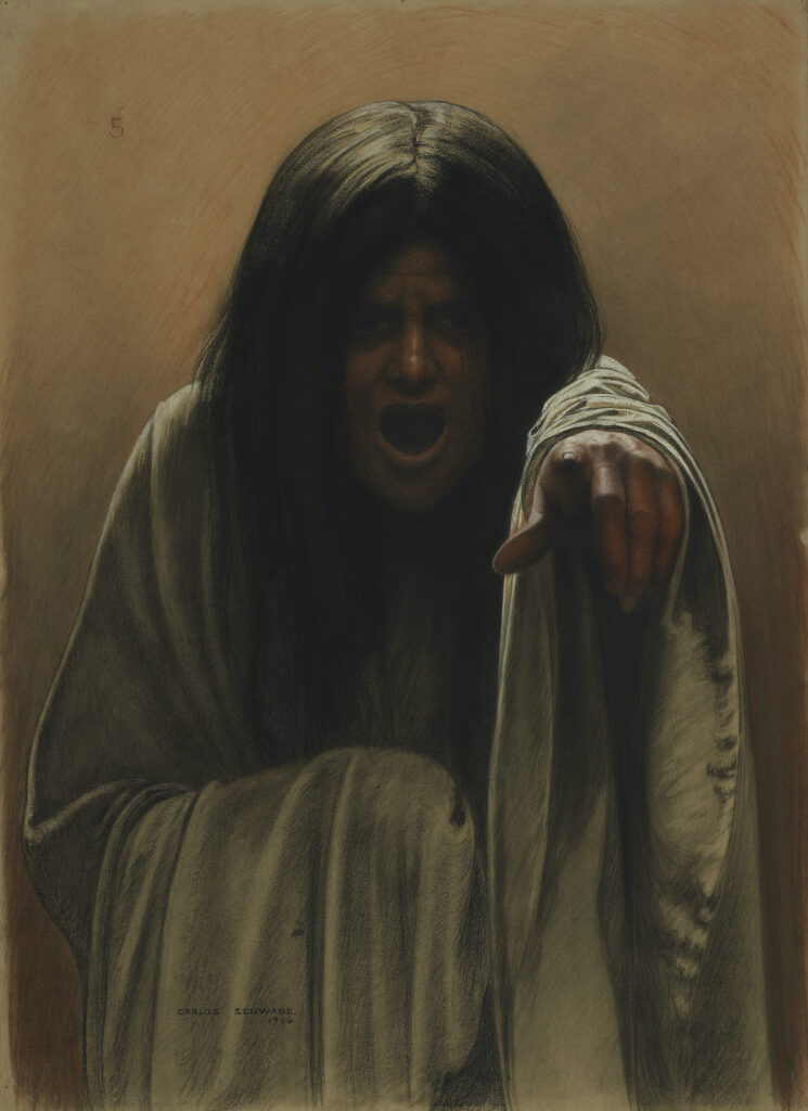 Carlos Schwabe (1866 — 1926) Etude pour « La Vague », 1906 Craie Conté, fusain, lavis et craie blanche sur papier, 664 x 482 mm Achat, 1984 Inv. 1985-0006 © MAH, photo F. Bevilacqua