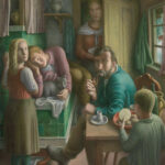 Eduard Gubler (1891–1971), Bauernfamilie in der Stube, 1925, Öl auf Leinwand, 150 x 111 cm, Aargauer Kunsthaus Aarau / Depositum Sammlung Werner Coninx © Eduard, Ernst und Max Gubler-Stiftung - Foto: Philipp Hitz