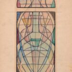 Carlo Scarpa pour M.V.M. Cappellin, étude pour verrière avec silhouette de vase pour le magasin M.V.M. à Turin, 1927–1928