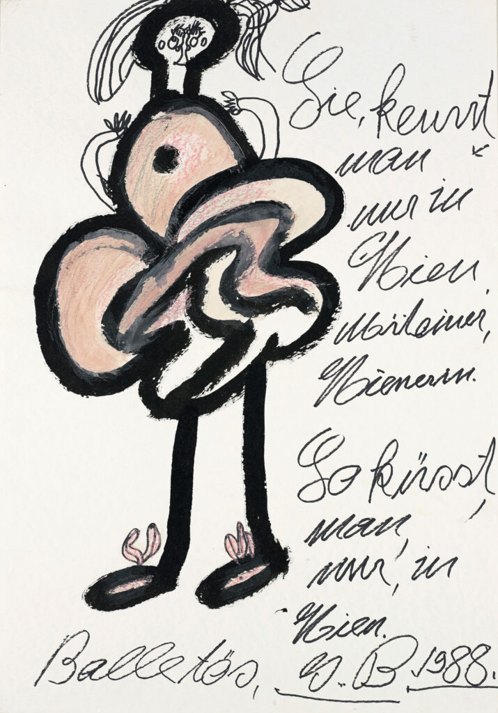 Ida Buchmann (1911–2011) «Balletöse», 1988 Mischtechnik auf Papier, 73×51 cm, open art museum, St.Gallen