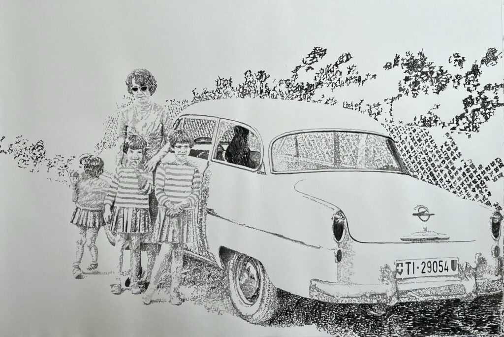 Luisa Figini, Con passo d’infanzia, 2025; acquerello su carta; serie; ogni elemento 70×100 cm; ph. Cosimo Filippini; © Luisa Figini