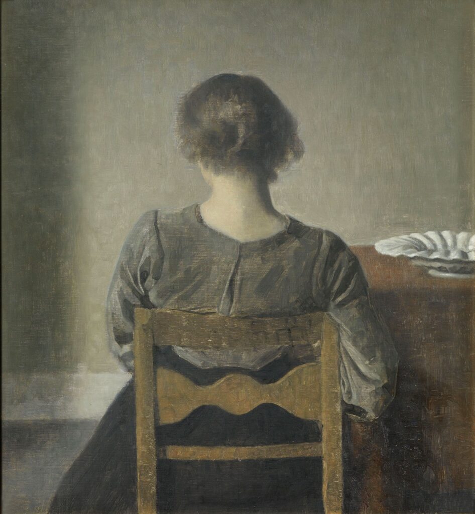 Vilhelm Hammershøi, Ruhepause, 1905, Öl auf Leinwand, 49,5 x 46,5 cm, Paris, musée d‘Orsay; Achat avec la participation de Philippe Meyer, 1996 - Foto © GrandPalaisRmn (musée d‘Orsay) / Martine Beck-Coppola
