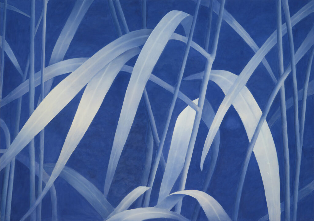 Franz Gertsch Gräser VIII, 2019–2020 Eitempera auf ungrundierter Baumwolle 240 × 340 cm Nachlass Franz Gertsch © Franz Gertsch AG