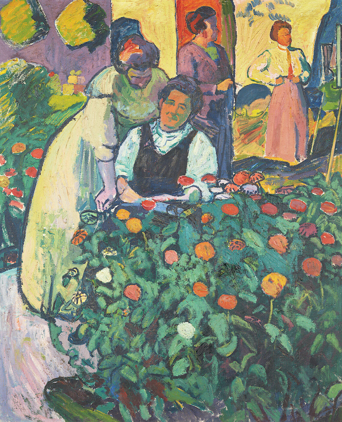 «Malerinnen im Garten auf der Oschwand» – von Cuno Amiet 1910 gemalt. (Copyright: D. Thalmann Aarau Switzerland)