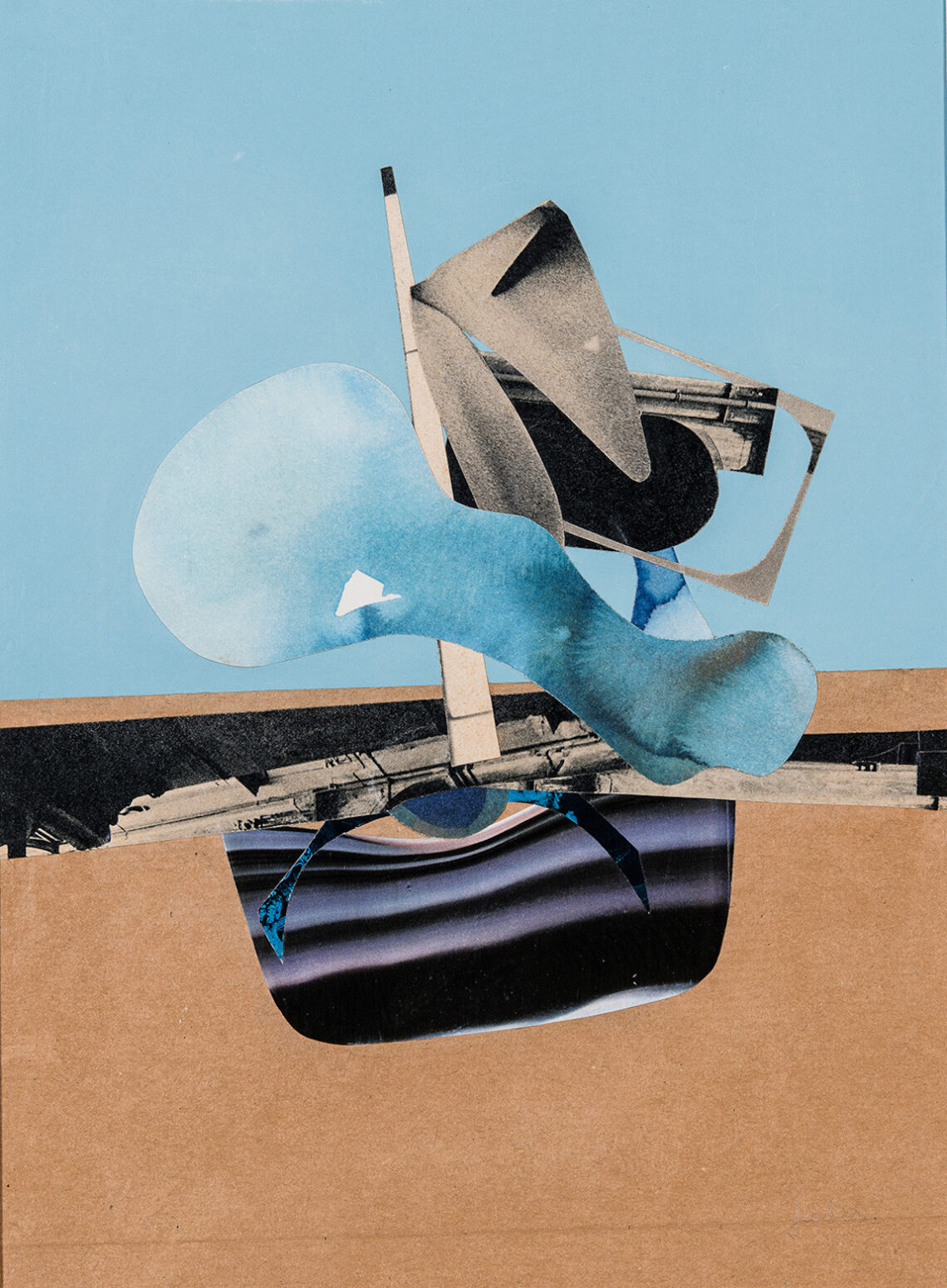 Hans Gerber (1910-1978) Collage 71 / 933, 1971 Farbige Collage auf Papier 26 x 19 cm (PP-Fenstermass), 50.3 x 38.8 x 2.5 cm (Objektmass inkl. Rahmen) Kunstmuseum Thun, Nachlass Hans Gerber Foto: Christian Helmle