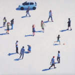 © Urs Stooss, «Square with blue Car», 2026, Pigmentdruck und Acryl auf Leinwand, 80 x 80 cm