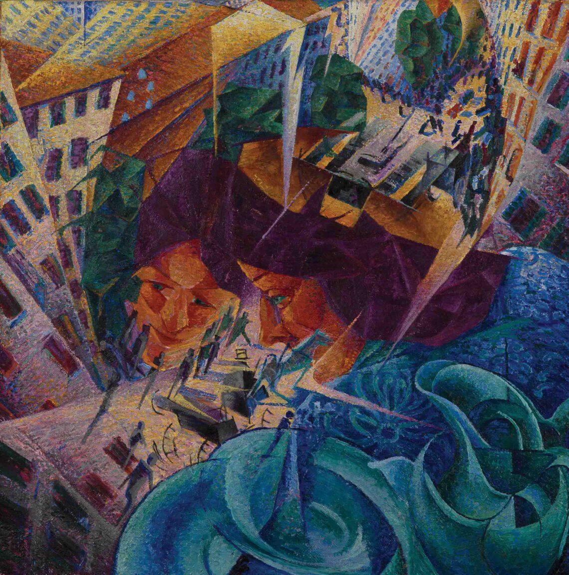 Umberto Boccioni, Visioni simultanee, 1911, Olio su tela, Von der Heydt-Museums Wuppertal