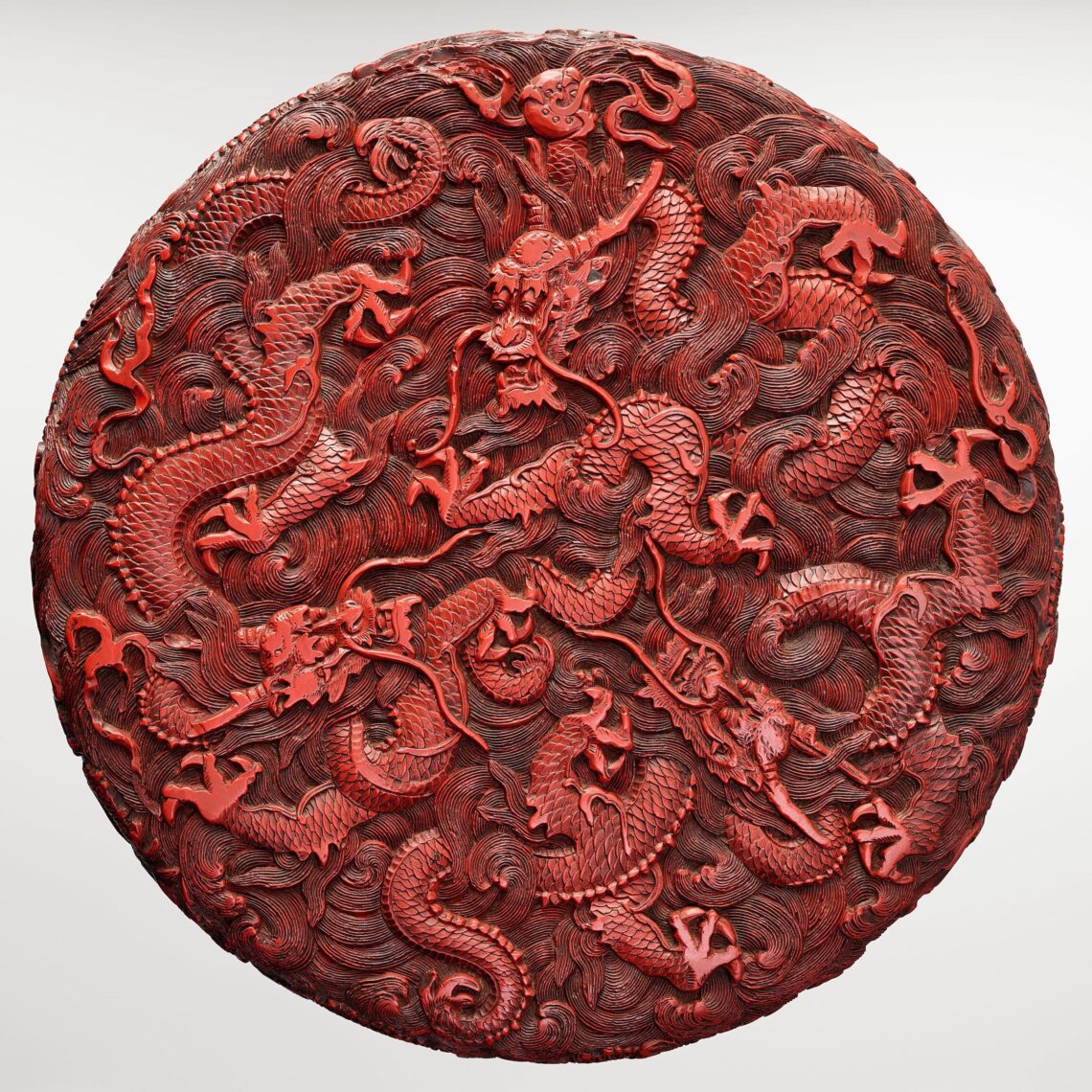 Dose mit Drachen, Qing-Dynastie, 18. Jh., Schnitzlack, Museum Rietberg