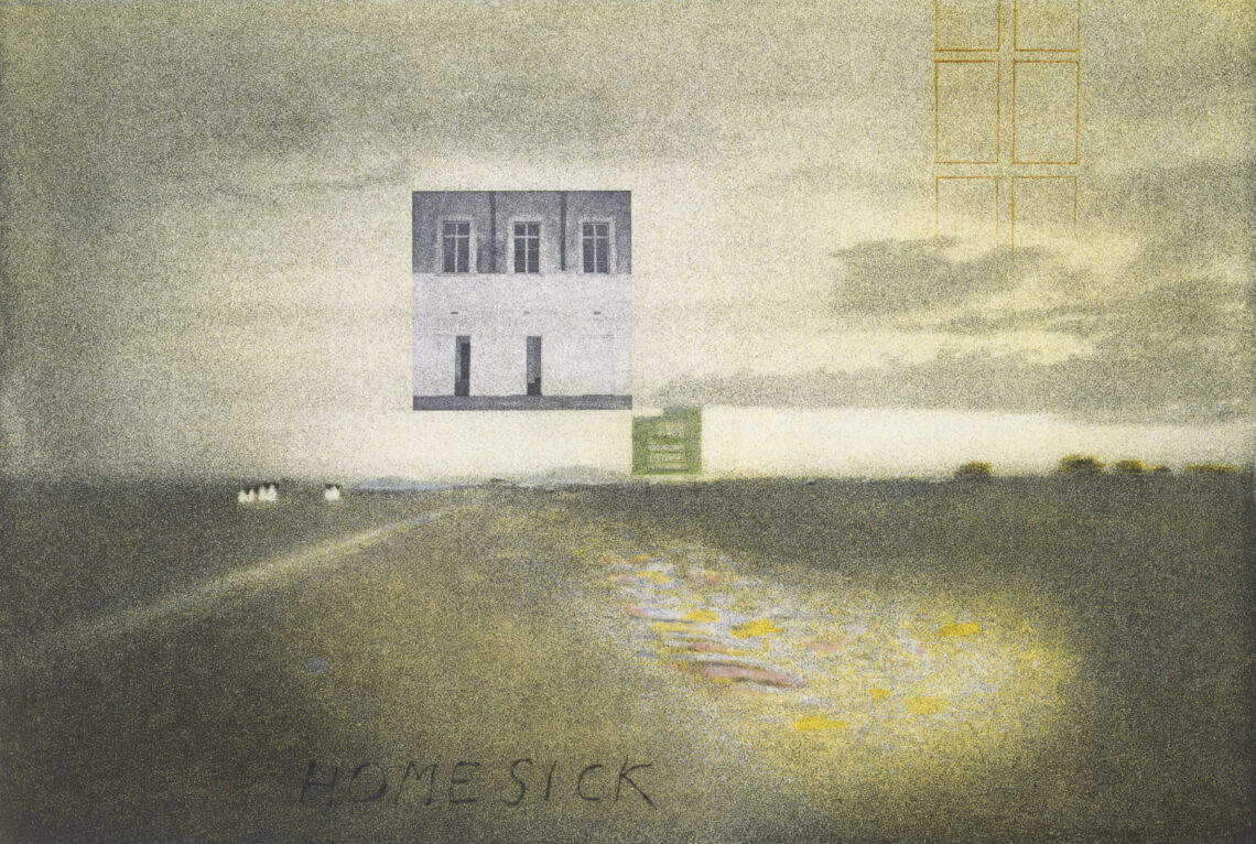 Pravoslav Sovak, Homesick, 1985–1993, Druckgrafik, aquarelliert © Stiftung Pravoslav Sovak Hergiswil, https://www.sovak.ch/