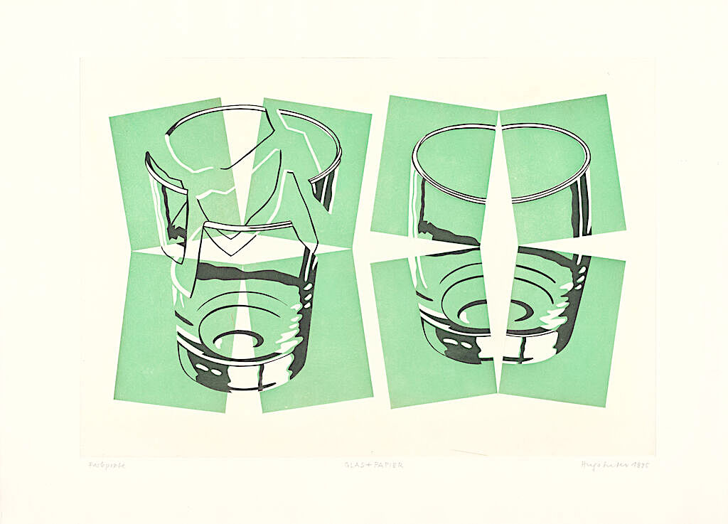 Hugo Suter Glas + Papier, 1995 Aquatinta 55 × 75,8 cm Inv.-Nr. 1995.81 Graphische Sammlung ETH Zürich © Hugo und Mariann Suter Stiftung